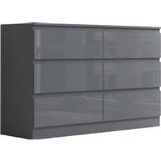 Fwstyle Dark Grey Drawers Gloss Fronts One Size Chest of Drawer