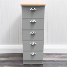 Grey - Steel Chest of Drawers Swift Albert 5 Tallboy Dusk Grey and Oak Tall Bedside Cabinet Chest of Drawer