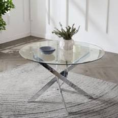 100cm round dining table HOME DETAIL Leon Round Glass 100 cm Dining Table