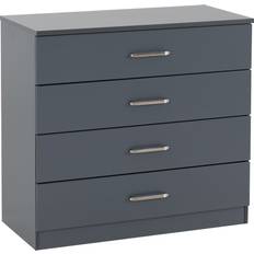Grey - Steel Chest of Drawers SECONIQUE Dakota Dark Grey 4 Chest of Drawer