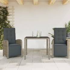 Synthetic Rattan Bistro Sets Berkfield Home 3 Piece with Cushions Grey Poly Rattan One Size Bistro Set