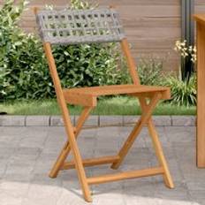 Berkfield Home Chairs 2 Pcs Grey Solid Wood Acacia and Poly Rattan Bistro Set