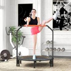 Fitness Trampolines Homcom 48 Inch Foldable Mini Fitness Trampoline Rebounder