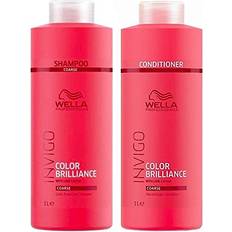 Wella Brilliance Duo Colour Shampoo 1000ml and Conditioner 1000ml for Coarse/Thick Hair