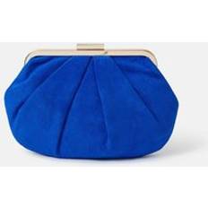 Blue - Women Clutches Accessorize Pleated Suedette Clutch Bag - Blue