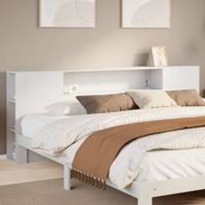 Beds & Mattresses Berkfield Home With Storage White 200 cm Solid Wood Pine Headboard