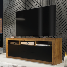 Unit 160 cm Oak with Matt Black Doors