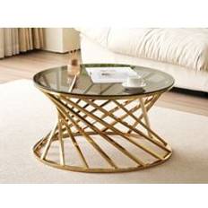 Gold Coffee Tables Comfy Living Round Geometric Design Metal 1 Pack Coffee Table