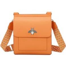 Orange Crossbody Bags Ise Flap Over Crossbody Bag with Wide Canvas Strap - Orange
