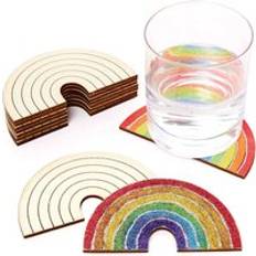 Kökstillbehör Baker Ross Rainbow Wooden Coasters Pack of 10 Decoration Craft Kits Glasunderlägg