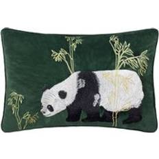 Paoletti Chuan Tranquil Panda Velvet 40cm x 60cm - Scatter Cushion Green