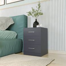 SECONIQUE Dakota Dark Grey 3 Drawer Bedside Table