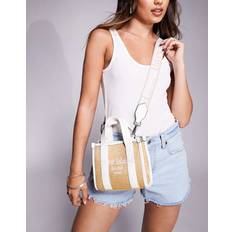 River Island Totes & Shopping Bags River Island Womens Embroidered Mini Raffia Tote - Beige