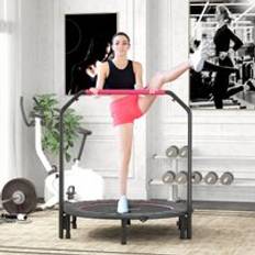 Pink Fitness Trampolines Homcom 48 Inch Foldable Mini Fitness Trampoline Rebounder