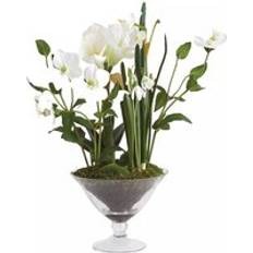 Glass Artificial Plants Bloom White Amaryllis Arrangement in Vase H50cm x W35cm Artificial Plant