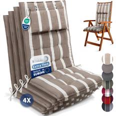 Beautissu Set of 4 Premium Cushion High Back 120x50 cm Chair Cushions