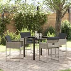 Lounge Patio Dining Sets Berkfield Home 5 Piece Garden with Cushions Light Grey Poly Rattan Patio Dining Set