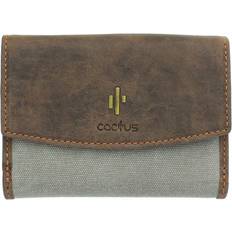 Mala Leather Cactus Grey Canvas Flap Over Tab Purse Wallet - Grey