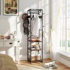 Brown Clothes Racks Homcom Rail with Storage Shelf and Hooks Clothes Rack