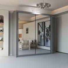 Grey sliding wardrobe Sliding Wardrobes 4u Double Mirror With LED Light 120 cm x 217 cm x D62 cm Wardrobe