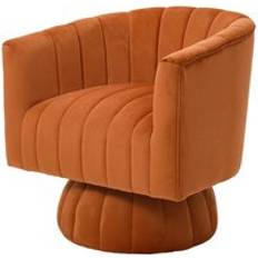 Orange Armchairs Living and Home Orange Velvet Upholstered Swivel Accent One Size Armchair