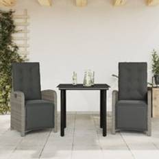 Synthetic Rattan Bistro Sets Berkfield Home 3 Piece with Cushions Grey Poly Rattan One Size Bistro Set