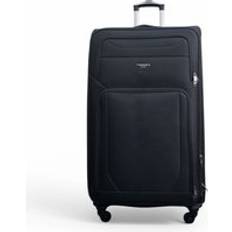 Infinity Leather Soft Shell Lightweight Nylon Extra Large 4 Wheels Travel Suitcase Black