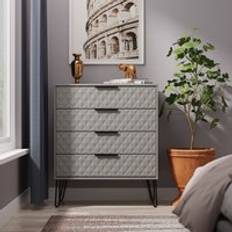 Grey - Steel Chest of Drawers Swift Islay 4 Ready Assembled Dusk Grey Chest of Drawer