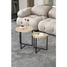 Natural Nesting Tables Living and Home Round Triangular Side Set One Size Nesting Table