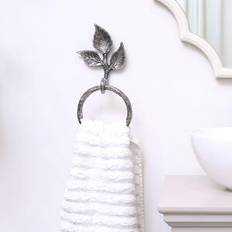 Screwed Towel Rings Melody Maison Antique Silver Leaf Detail Textured Towel Ring Holder