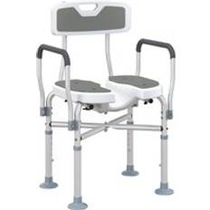 Grey Shower Stools Homcom Padded Bath Chair with Slotted Seat and Adjustable Height Grey One Size