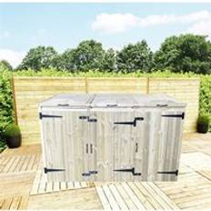 Natural Wheelie Bin Storage Marlborough Deluxe Pressure Treated Wheelie Bin 3x 240L Natural One Size (Building Area )
