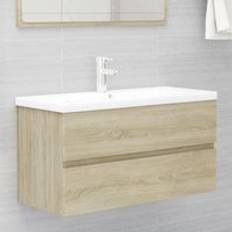 Bathroom Furniture Berkfield Home Sink Cabinet with Built-in Basin Sonoma Oak Engineered Wood One Size