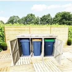 Natural Wheelie Bin Storage Marlborough Deluxe Pressure Treated Wheelie Bin 3x 140L Natural One Size (Building Area )