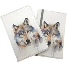 Brown Travel Wallets Warren Reed Wolf Watercolour Passport Cover - Brown