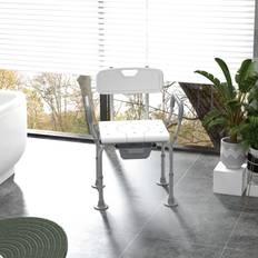 Aluminum Shower Stools Homcom 3 in 1 Shower Chair Adjustable Bedside