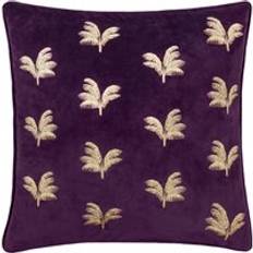 Paoletti Guilded Palms Embroidered 45cm x 45cm - Purple Scatter Cushion