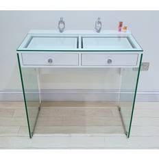 Mily Premium Clear Glass Top and Leg Panels Dressing Table