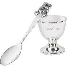 Silver Egg Cups Personalised Memento Company Silver and Spoon Set 1.3 x 1.8 x 0.5 cm Egg Cup