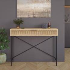 Console Tables on sale Fwstyle Naive 1 Drawer Sapphire Oak Effect Metal Frame Push Open Brown One Size Console Table