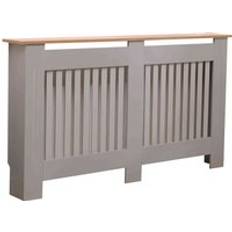 Oypla Large Grey Wooden Slatted Grill Radiator Cover