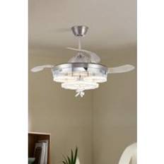 Living and Home 3 Light Changing Acrylic Ceiling Fan One Size