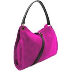 Genuine Italian Suede Leather Stylish Small Shoulder Bag - Fuchsia