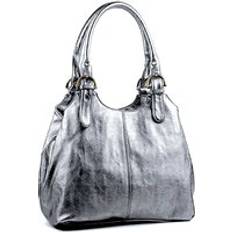 Silver Totes & Shopping Bags Ise Tri-Compartments Tote Handbag Shoulder Bag - Silver