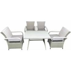 Patio Dining Sets on sale Fimous Outdoor Rattan Garden Furniture 4 Chairs Light Grey Mixed Patio Dining Set