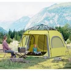 Camping & Outdoor OutSunny 4 Person Easy Setup Dome Tent Yellow Green