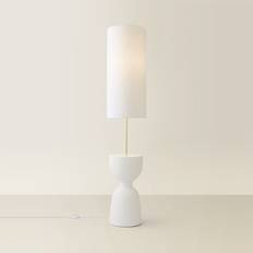 Ceramic Floor Lamps & Ground Lighting ValueLights Esme Linen Tall Shade Ceramic Table Midi Lamp Floor Lamp