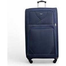 Infinity Leather Soft Shell Lightweight Nylon Extra Large 4 Wheels Travel Suitcase Navy