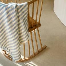 Cotton Blankets on sale Piglet in Bed Coastal Pembroke Stripe Wool Throw Blankets Blue