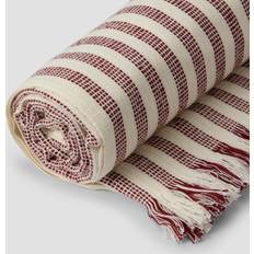 Cotton Blankets on sale Piglet in Bed Rust Pembroke Stripe Wool Throw Blankets Red